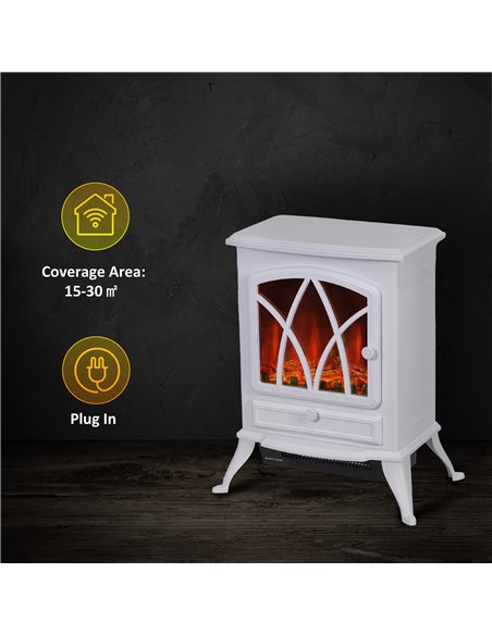 HOMCOM 1kW-2kW Vintage Electric Fireplace Heater - White 820-428V70WT - pic 107903 | FastDaddyshop