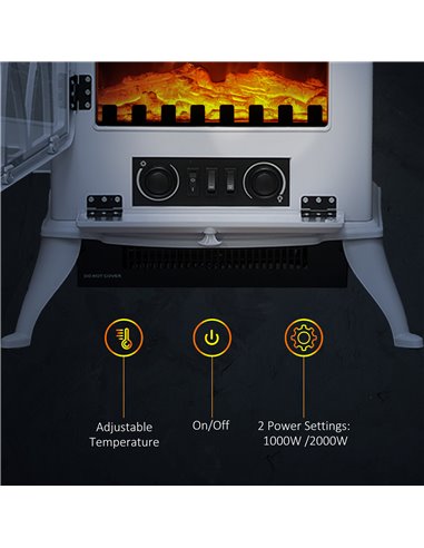 HOMCOM 1kW-2kW Vintage Electric Fireplace Heater - White 820-428V70WT