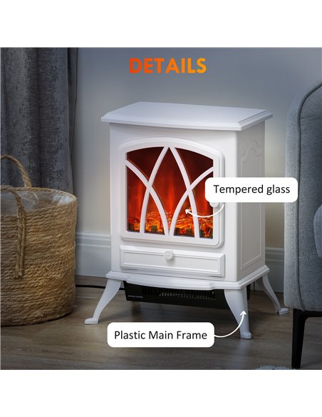 HOMCOM 1kW-2kW Vintage Electric Fireplace Heater - White 820-428V70WT - pic 107906 | FastDaddyshop