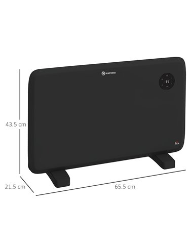HOMCOM 1.2kW Freestand/On-Wall Electric Convector Heater, with Adjustable Thermostat - Black 820-352V70BK