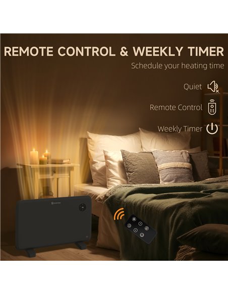 HOMCOM 1.2kW Freestand/On-Wall Electric Convector Heater, with Adjustable Thermostat - Black 820-352V70BK - pic 107914 | FastDaddyshop