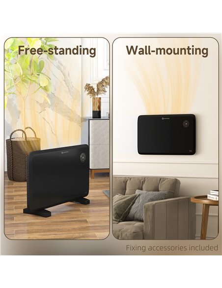 HOMCOM 1.2kW Freestand/On-Wall Electric Convector Heater, with Adjustable Thermostat - Black 820-352V70BK - pic 107916 | FastDaddyshop