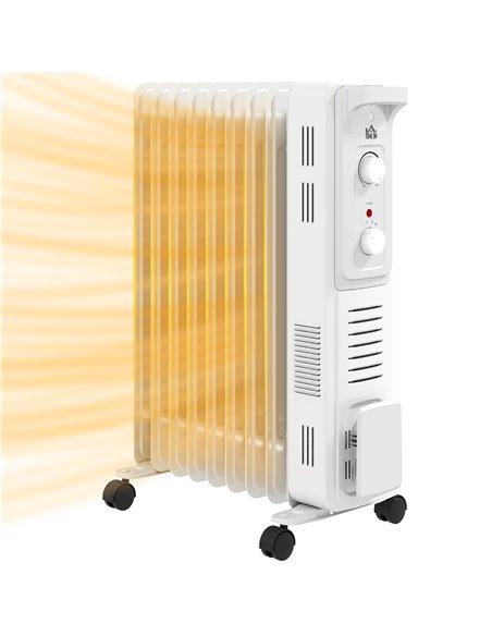 HOMCOM 2000W Quiet Oil Filled Radiator, 9 Fin Energy Efficient Portable Electric Heater with 3 Heat Settings, Adjustable Thermos - pic 107918 | FastDaddyshop