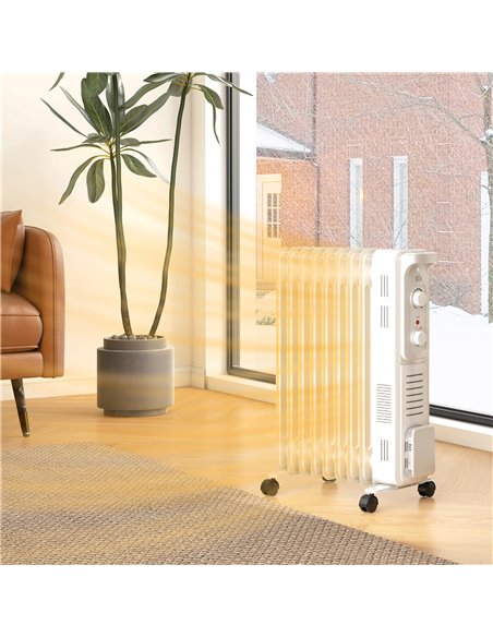 HOMCOM 2000W Quiet Oil Filled Radiator, 9 Fin Energy Efficient Portable Electric Heater with 3 Heat Settings, Adjustable Thermos - pic 107919 | FastDaddyshop