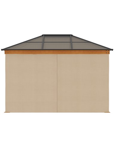 Outsunny 3 x 3.6 m Hardtop Gazebo Canopy with Polycarbonate Roof, Aluminium and Steel Frame, Nettings and Sidewalls for Garden, 