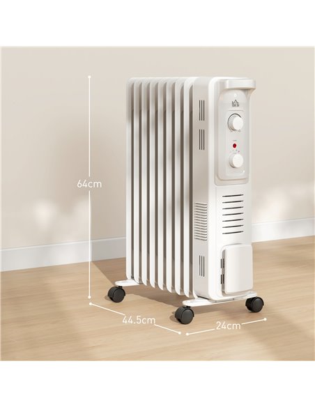 HOMCOM 2000W Quiet Oil Filled Radiator, 9 Fin Energy Efficient Portable Electric Heater with 3 Heat Settings, Adjustable Thermos - pic 107920 | FastDaddyshop