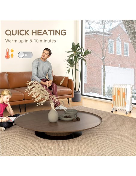 HOMCOM 2000W Quiet Oil Filled Radiator, 9 Fin Energy Efficient Portable Electric Heater with 3 Heat Settings, Adjustable Thermos - pic 107922 | FastDaddyshop