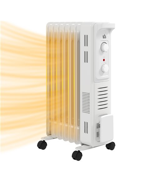 HOMCOM 1500W Quiet Oil Filled Radiator, 7 Fin Energy Efficient Portable Electric Heater with 3 Heat Settings, Adjustable Thermos - pic 107927 | FastDaddyshop