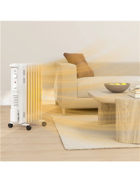HOMCOM 1500W Quiet Oil Filled Radiator, 7 Fin Energy Efficient Portable Electric Heater with 3 Heat Settings, Adjustable Thermos - pic 107928 | FastDaddyshop