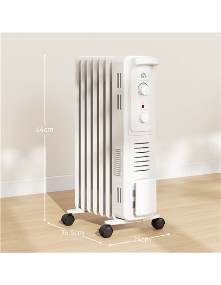 HOMCOM 1500W Quiet Oil Filled Radiator, 7 Fin Energy Efficient Portable Electric Heater with 3 Heat Settings, Adjustable Thermos - pic 107929 | FastDaddyshop
