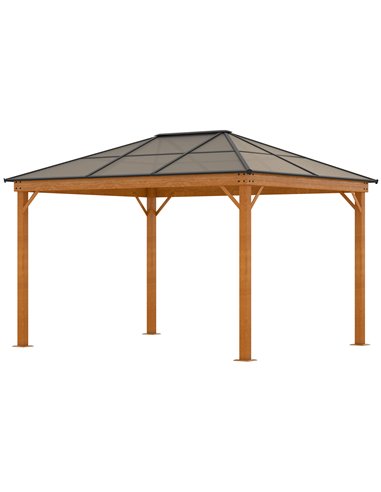Outsunny 3 x 3.6 m Hardtop Gazebo Canopy with Polycarbonate Roof, Aluminium and Steel Frame, Nettings and Sidewalls for Garden, 