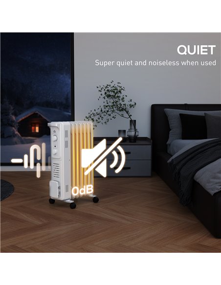 HOMCOM 1500W Quiet Oil Filled Radiator, 7 Fin Energy Efficient Portable Electric Heater with 3 Heat Settings, Adjustable Thermos - pic 107932 | FastDaddyshop