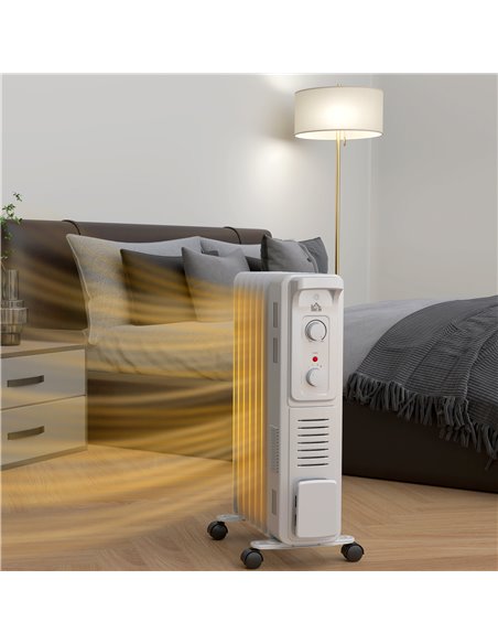 HOMCOM 1500W Quiet Oil Filled Radiator, 7 Fin Energy Efficient Portable Electric Heater with 3 Heat Settings, Adjustable Thermos - pic 107934 | FastDaddyshop