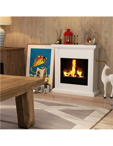 HOMCOM Bioethanol Fire Heater, with Mantelpiece - White 820-399V00WT