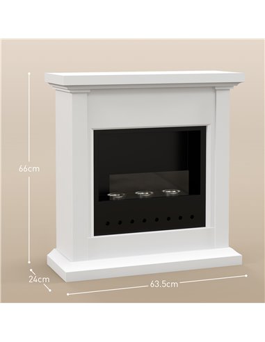 HOMCOM Bioethanol Fire Heater, with Mantelpiece - White 820-399V00WT