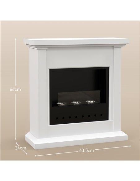 HOMCOM Bioethanol Fire Heater, with Mantelpiece - White 820-399V00WT - pic 107938 | FastDaddyshop