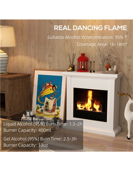 HOMCOM Bioethanol Fire Heater, with Mantelpiece - White 820-399V00WT - pic 107939 | FastDaddyshop