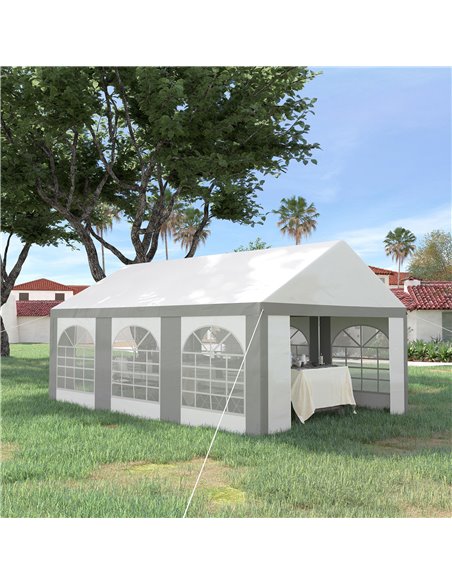 Outsunny 6 x 4m Galvanised Party Tent, Marquee Gazebo with Sides, Six Windows and Double Doors, for Parties, Wedding and Events, - pic 10794 | FastDaddyshop