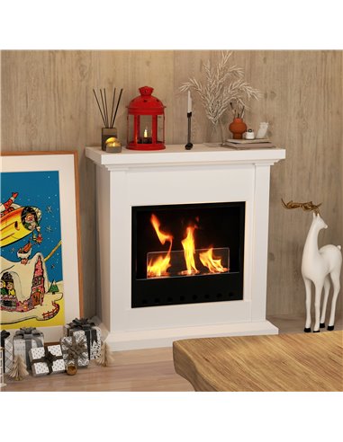 HOMCOM Bioethanol Fire Heater, with Mantelpiece - White 820-399V00WT