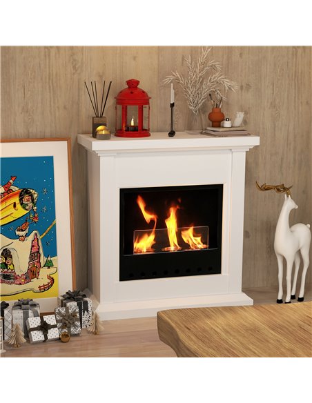 HOMCOM Bioethanol Fire Heater, with Mantelpiece - White 820-399V00WT - pic 107942 | FastDaddyshop