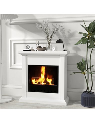 HOMCOM Bioethanol Fire Heater, with Mantelpiece - White 820-399V00WT