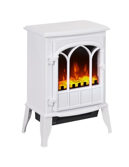 HOMCOM Freestanding Electric Fireplace, Electric Stove Heater with LED Flame Effect, Overheating Safety System, 1000W/2000W Whit - pic 107954 | FastDaddyshop