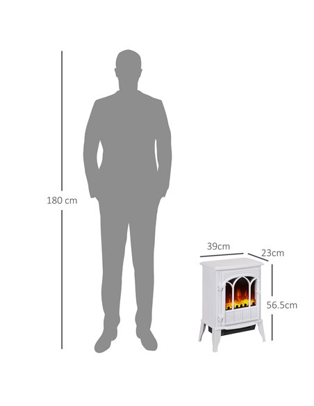 HOMCOM Freestanding Electric Fireplace, Electric Stove Heater with LED Flame Effect, Overheating Safety System, 1000W/2000W Whit - pic 107956 | FastDaddyshop