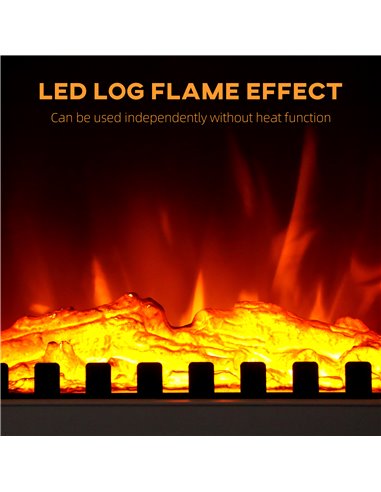 HOMCOM Freestanding Electric Fireplace, Electric Stove Heater with LED Flame Effect, Overheating Safety System, 1000W/2000W Whit