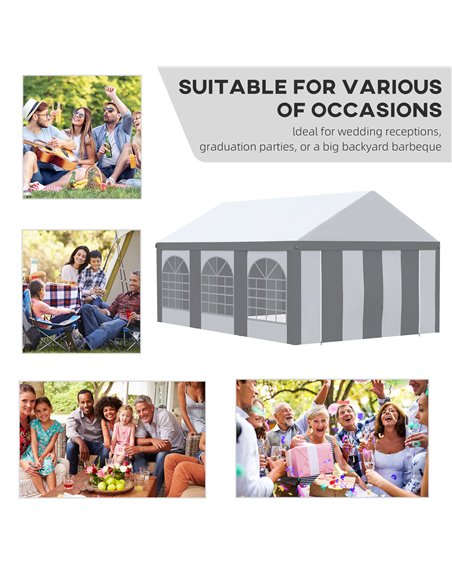 Outsunny 6 x 4m Galvanised Party Tent, Marquee Gazebo with Sides, Six Windows and Double Doors, for Parties, Wedding and Events, - pic 10796 | FastDaddyshop