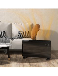 HOMCOM Electric Heater Wifi Smart App, 1500W Glass Panel Heater Radiator, Freestanding or Wall Mounted Convector Space Heater wi 2