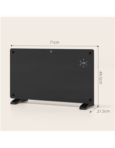 HOMCOM Electric Heater Wifi Smart App, 1500W Glass Panel Heater Radiator, Freestanding or Wall Mounted Convector Space Heater wi