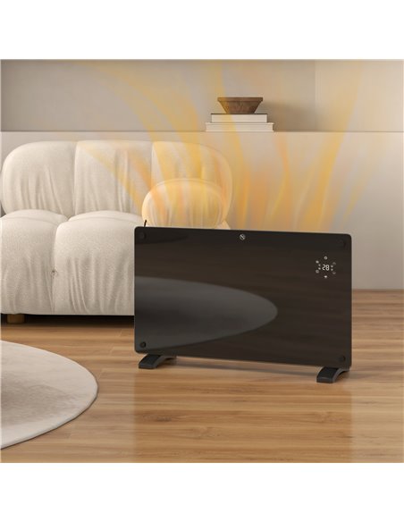 HOMCOM Electric Heater Wifi Smart App, 1500W Glass Panel Heater Radiator, Freestanding or Wall Mounted Convector Space Heater wi - pic 107970 | FastDaddyshop