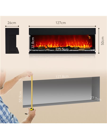 HOMCOM 1800W 15-40℃ Adjustable Flame Glass Panel Convector Heater, 127cm 820-425V70BK - pic 107983 | FastDaddyshop