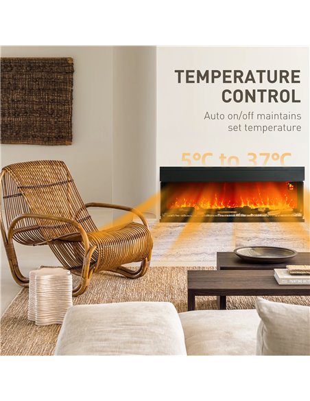 HOMCOM 1800W 15-40℃ Adjustable Flame Glass Panel Convector Heater, 127cm 820-425V70BK - pic 107986 | FastDaddyshop