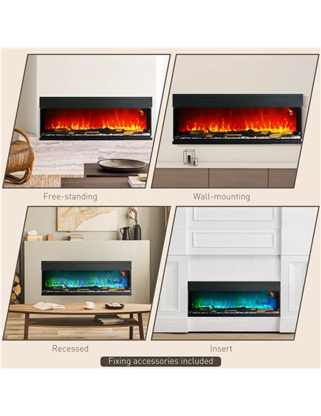 HOMCOM 1800W 15-40℃ Adjustable Flame Glass Panel Convector Heater, 127cm 820-425V70BK - pic 107988 | FastDaddyshop