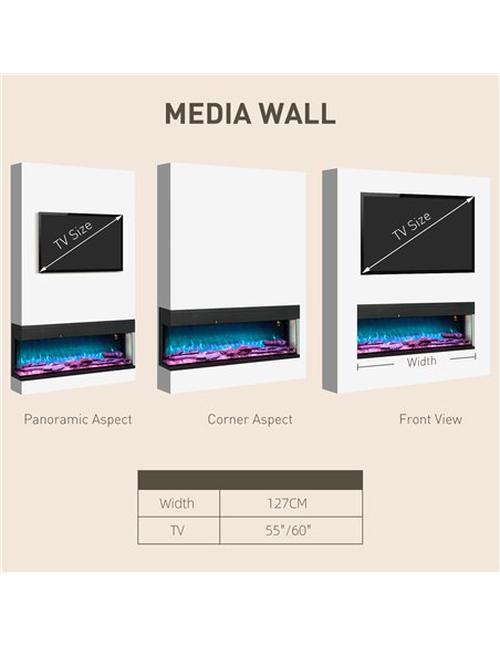 HOMCOM 1800W 15-40℃ Adjustable Flame Glass Panel Convector Heater, 127cm 820-425V70BK - pic 107989 | FastDaddyshop