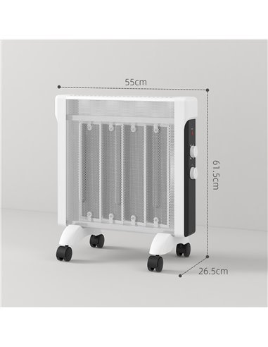 HOMCOM 2kW Electric Heater, 10-45℃ Temperature - White 820-415V70WT