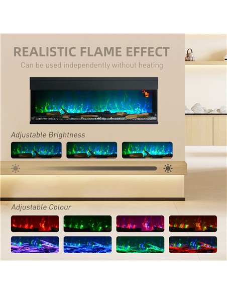 HOMCOM 1800W 15-40℃ Adjustable Flame Glass Panel Convector Heater, 152cm 820-425V71BK - pic 108002 | FastDaddyshop