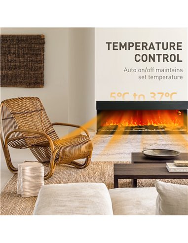 HOMCOM 1800W 15-40℃ Adjustable Flame Glass Panel Convector Heater, 152cm 820-425V71BK