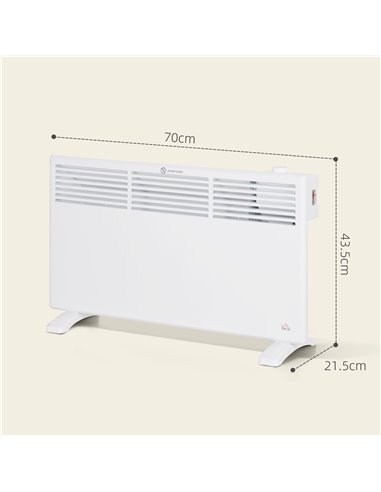 HOMCOM 1500W Convector Heater - White 820-420V70WT