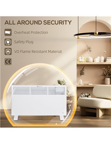 HOMCOM 1500W Convector Heater - White 820-420V70WT
