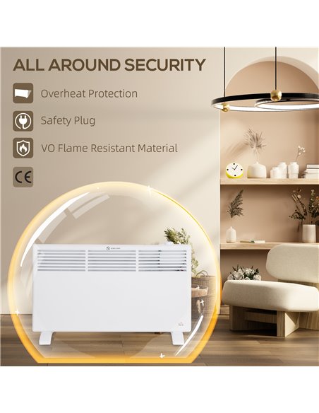 HOMCOM 1500W Convector Heater - White 820-420V70WT - pic 108013 | FastDaddyshop