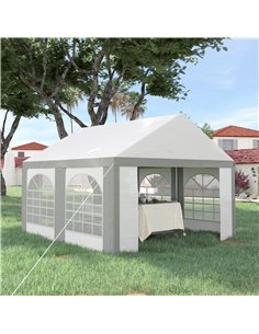Outsunny 4x4m Marquee Gazebo with Sides, Four Windows and Double Doors 2