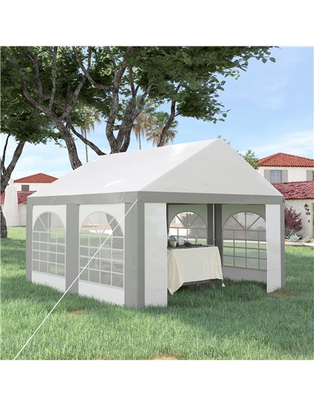 Outsunny 4 x 4m Galvanised Party Tent, Marquee Gazebo with Sides, Four Windows and Double Doors, for Parties, Wedding and Events - pic 10802 | FastDaddyshop