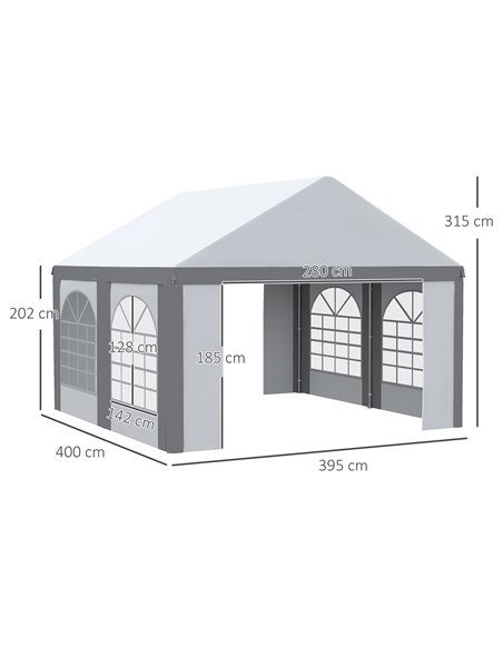 Outsunny 4 x 4m Galvanised Party Tent, Marquee Gazebo with Sides, Four Windows and Double Doors, for Parties, Wedding and Events - pic 10803 | FastDaddyshop