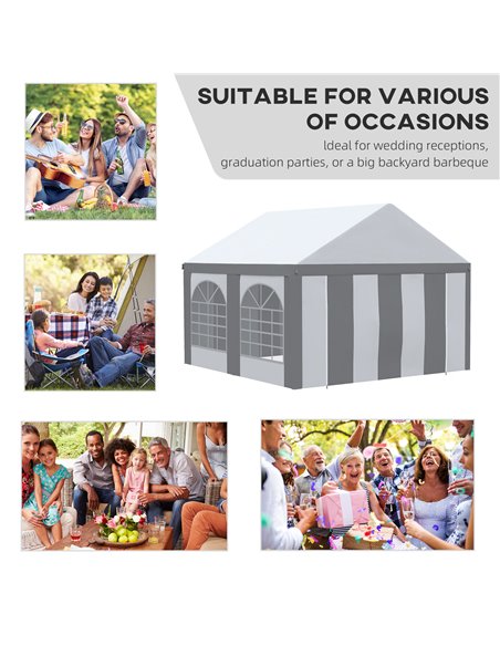 Outsunny 4 x 4m Galvanised Party Tent, Marquee Gazebo with Sides, Four Windows and Double Doors, for Parties, Wedding and Events - pic 10804 | FastDaddyshop