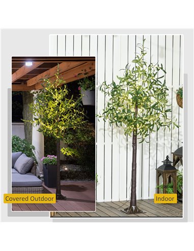 HOMCOM 300 LED Light Decorative Artificial Olive Tree - Green 830-911V70GN