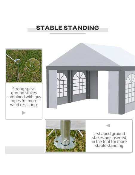 Outsunny 4 x 4m Galvanised Party Tent, Marquee Gazebo with Sides, Four Windows and Double Doors, for Parties, Wedding and Events - pic 10806 | FastDaddyshop