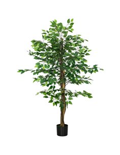 HOMCOM 150cm Artificial Tree, Indoor Outdoor Fake Ficus with Pot for Home Office Living Room Decor 830-799V00GN
