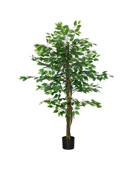 HOMCOM 150cm Artificial Tree, Indoor Outdoor Fake Ficus with Pot for Home Office Living Room Decor 830-799V00GN - pic 108062 | FastDaddyshop